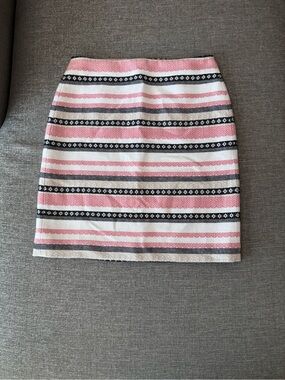 LOFT Pink Black White Striped Mini Skirt